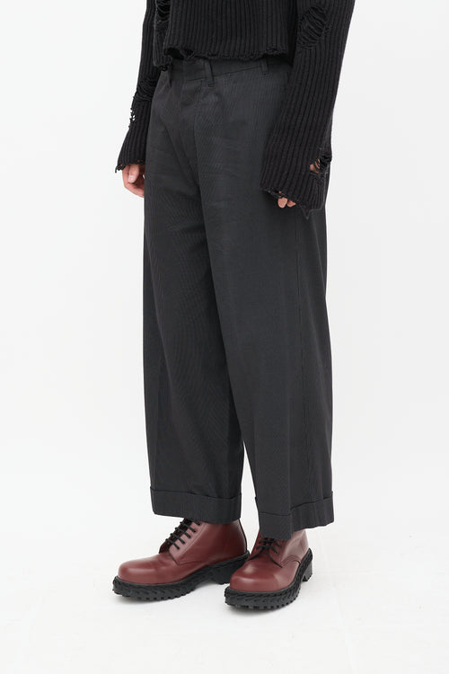 Ann Demeulemeester Black & White Pinstripe Wide Leg Trouser