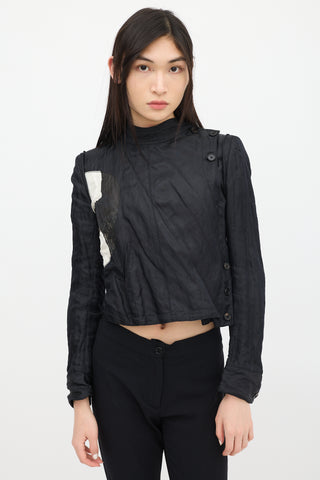 Ann Demeulemeester Black & White Silk Abstract Jacket