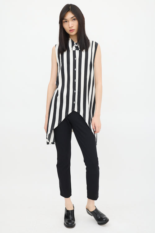 Ann Demeulemeester Black & White Striped Belted Top