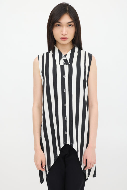 Ann Demeulemeester Black & White Striped Belted Top