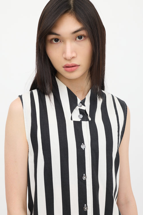 Ann Demeulemeester Black & White Striped Belted Top