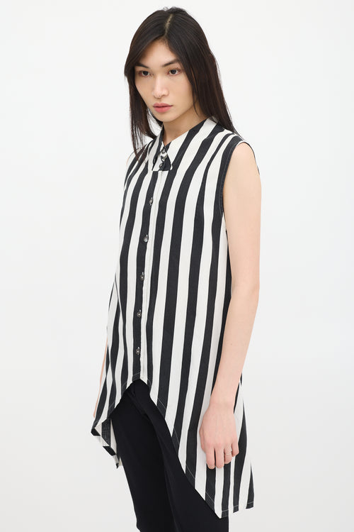 Ann Demeulemeester Black & White Striped Belted Top