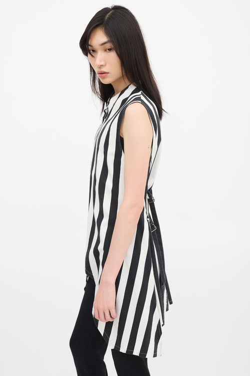 Ann Demeulemeester Black & White Striped Belted Top