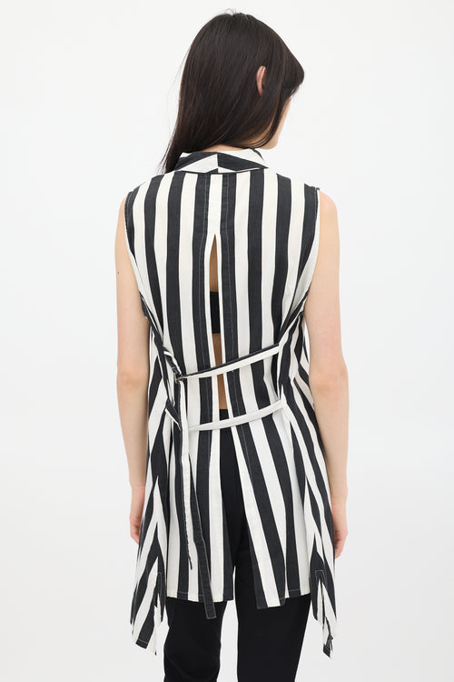 Ann Demeulemeester Black & White Striped Belted Top