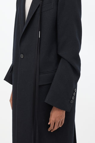 Ann Demeulemeester Black Wool Lieke Tacked Sleeve Long Coat