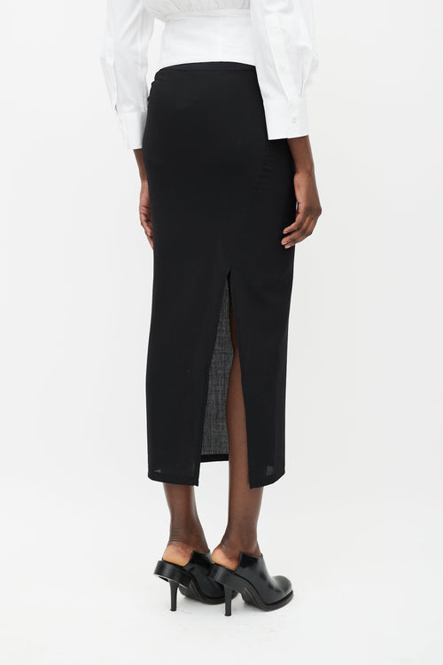 Ann Demeulemeester Black Wool Slit Skirt