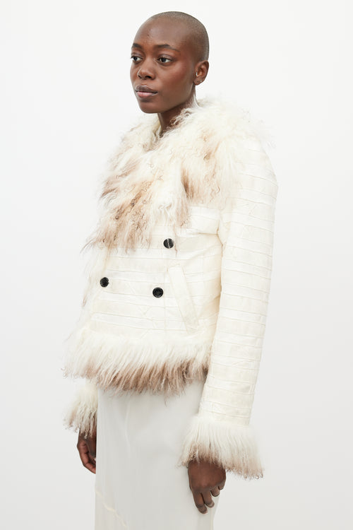 Ann Demeulemeester Fall 2008 White Fur & Leather Reversible Jacket
