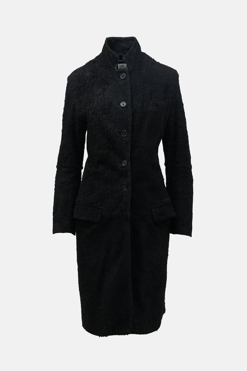Ann Demeulemeester FW 2000 Textured Suede Coat