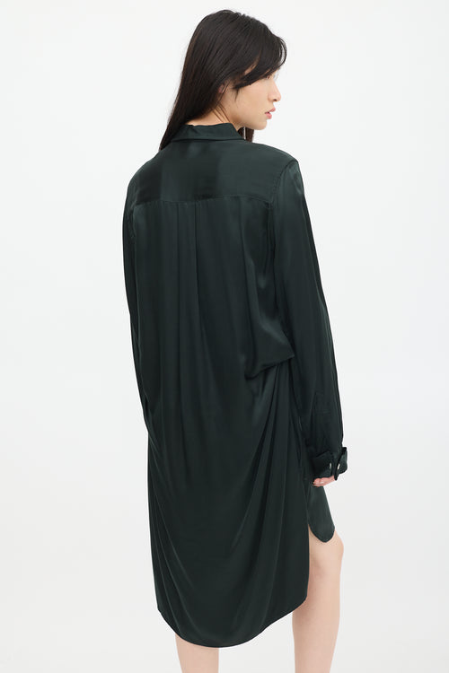 Ann Demeulemeester Green Satin Shirt Dress