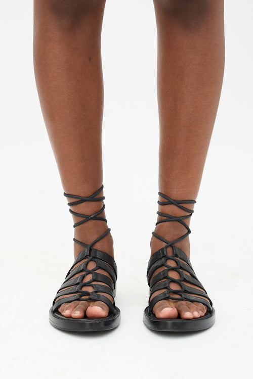 Ann Demeulemeester Leather Lace Up Sandal