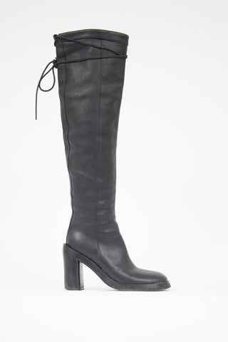 Ann Demeulemeester Leather Over The Knee Tie Boot