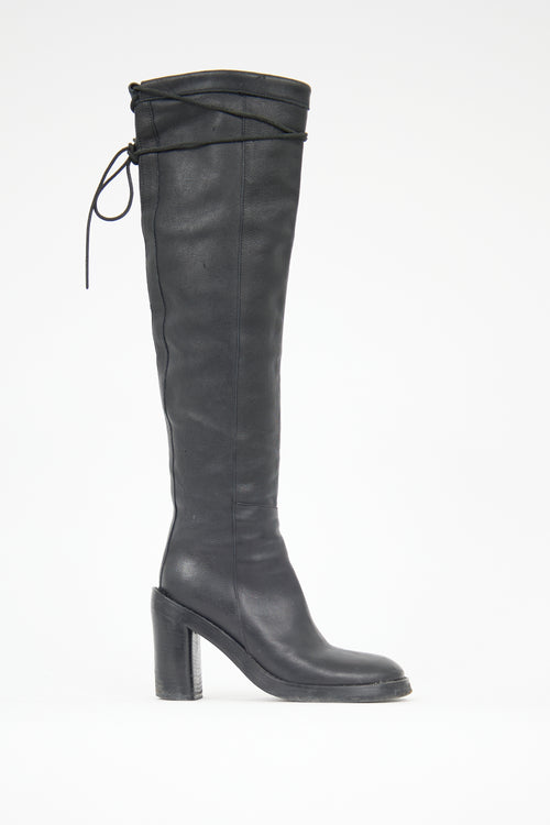 Ann Demeulemeester Leather Over The Knee Tie Boot