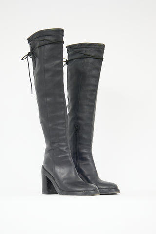 Ann Demeulemeester Leather Over The Knee Tie Boot
