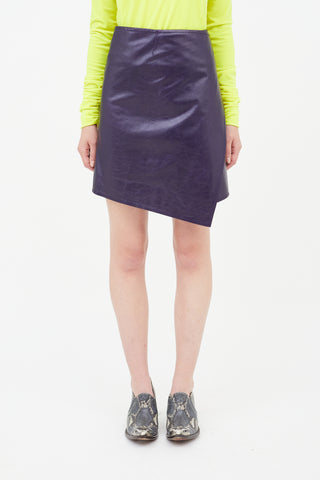 Ann Demeulemeester Purple Leather Wrap Skirt