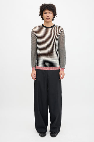 Ann Demeulemeester Wool Sheer Striped Sweater