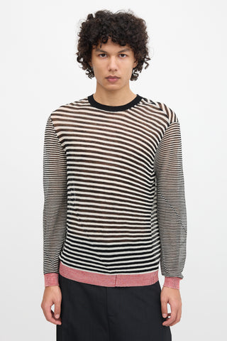 Ann Demeulemeester Wool Sheer Striped Sweater