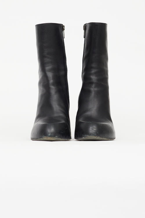 Ann Demeulemeester Black Leather Side Zip Boot