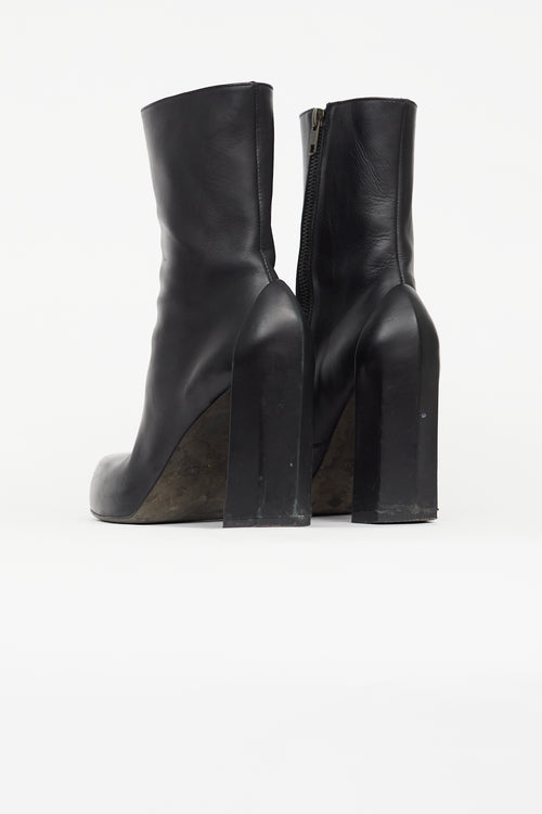 Ann Demeulemeester Black Leather Side Zip Boot