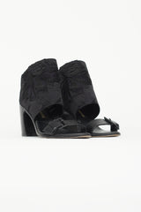 Ann Demeulemeester Black Leather & Satin Floral Heel