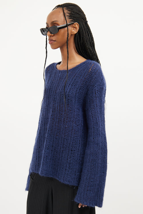 Ann Demeulemeester Navy Mohair Long Sleeve Sweater