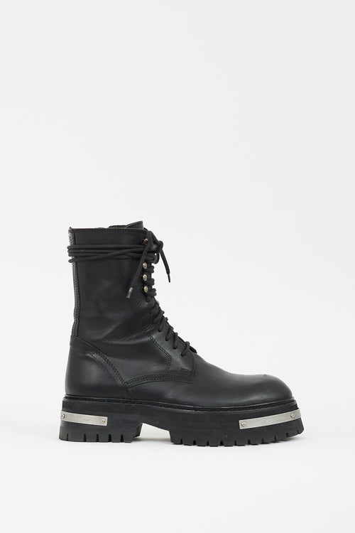 Ann Demeulemeester Black Leather Tucson Lace Up Boot