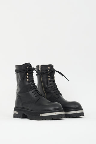 Ann Demeulemeester Black Leather Tucson Lace Up Boot