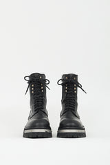 Ann Demeulemeester Black Leather Tucson Lace Up Boot