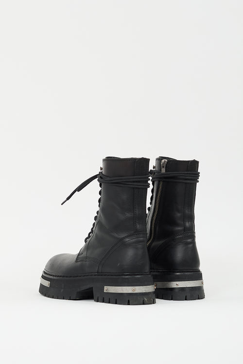 Ann Demeulemeester Black Leather Tucson Lace Up Boot