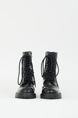Ann Demeulemeester Black Leather Combat Boot