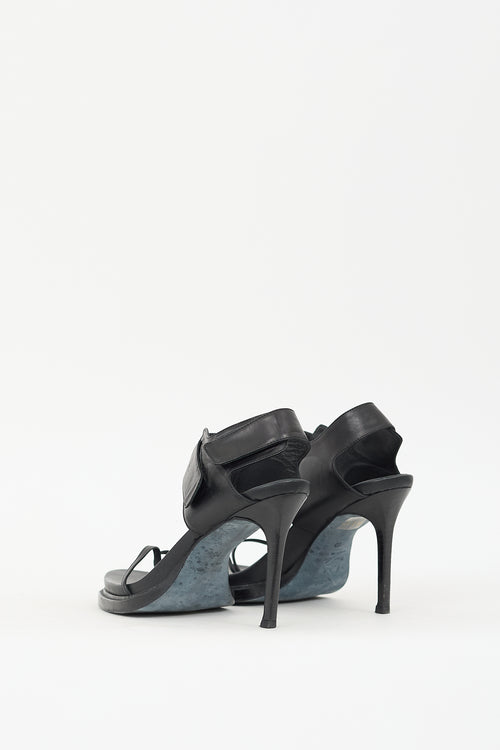 Ann Demeulemeester Black Leather Velcro Strap Heel