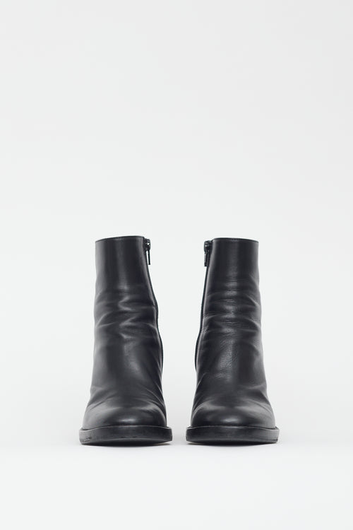 Ann Demeulemeester Black Leather Block Heel Boot