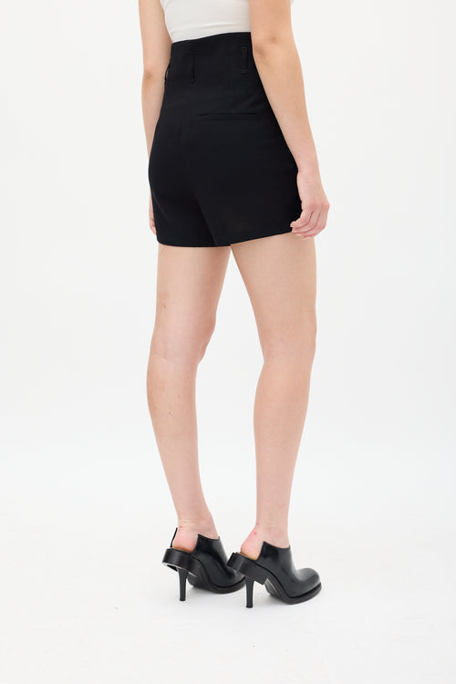 Ann Demeulemeester Black Wool High Waisted Mini Shorts