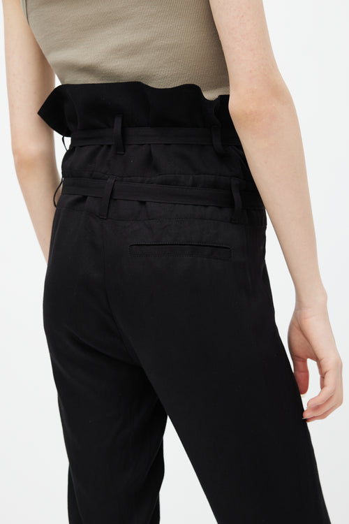 Ann Demeulemeester Black Belted Paperbag Trouser