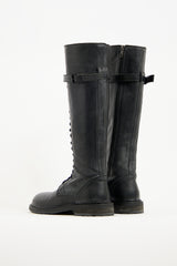 Ann Demeulemeester Black Leather Danny Combat Boot