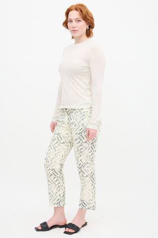 Ann Demeulemeester Cream & Grey Geo Print Trouser