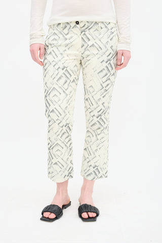 Ann Demeulemeester Cream & Grey Geo Print Trouser