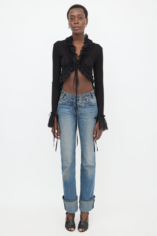 Ann Demeulemeester SS 2026 Pointelle Ruffled Cardigan
