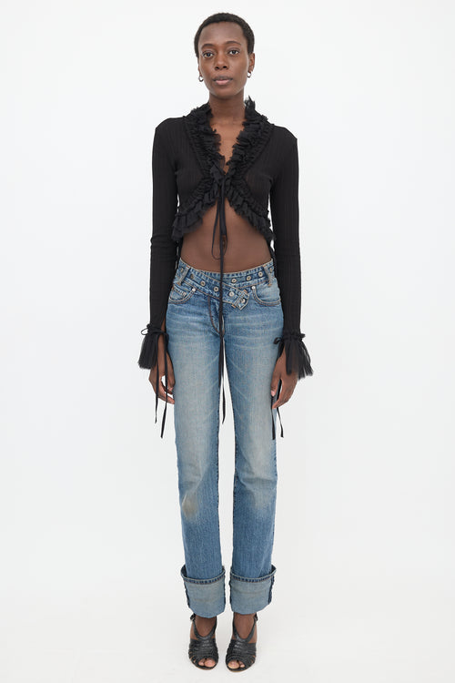 Ann Demeulemeester SS 2026 Pointelle Ruffled Cardigan