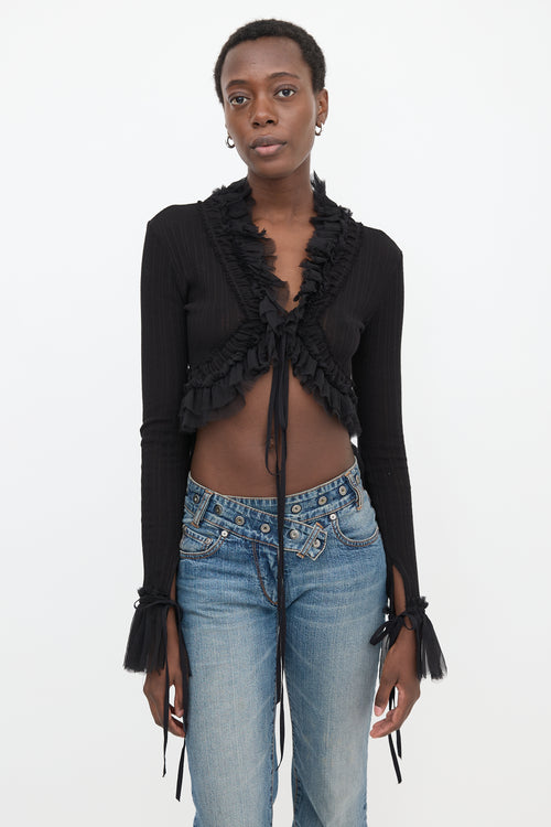 Ann Demeulemeester SS 2026 Pointelle Ruffled Cardigan