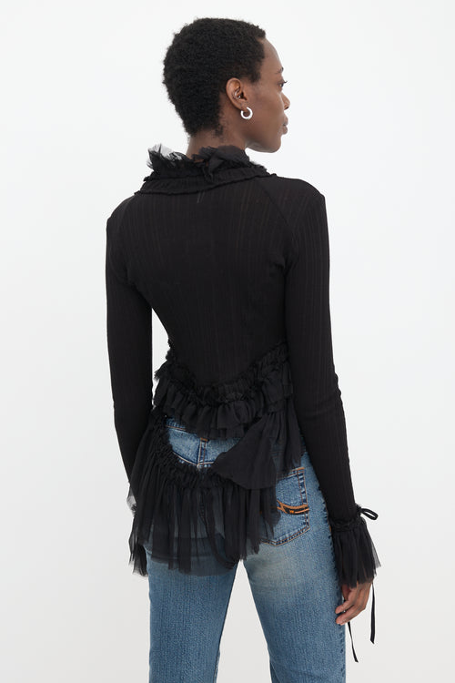 Ann Demeulemeester SS 2026 Pointelle Ruffled Cardigan