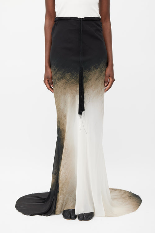 Ann Demeulemeester Spring 2012 Black & White Silk Ombre Maxi Skirt