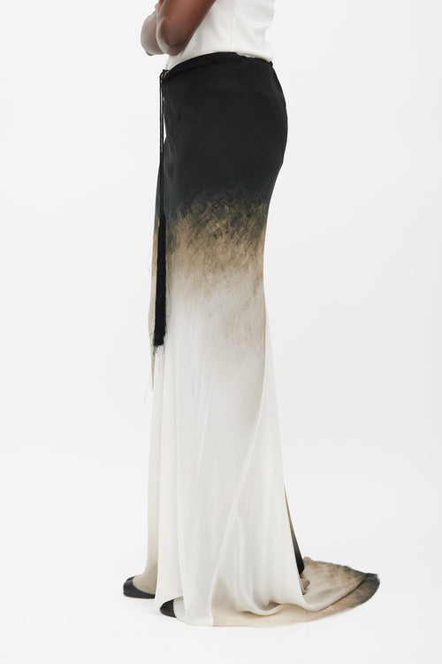 Ann Demeulemeester Spring 2012 Black & White Silk Ombre Maxi Skirt