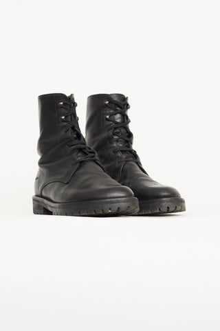 Ann Demeulemeester Black Leather Combat Boot