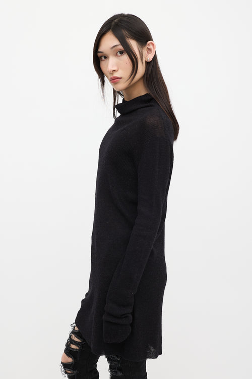 Ann Demeulemeester Black Wool Ribbed Turtleneck Sweater