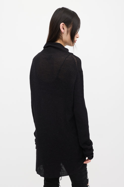 Ann Demeulemeester Black Wool Ribbed Turtleneck Sweater