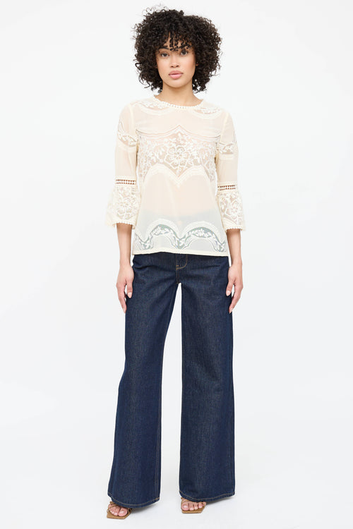 Anna Sui Mesh Lace Top