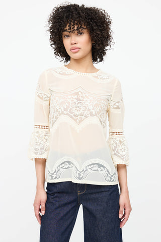 Anna Sui Mesh Lace Top
