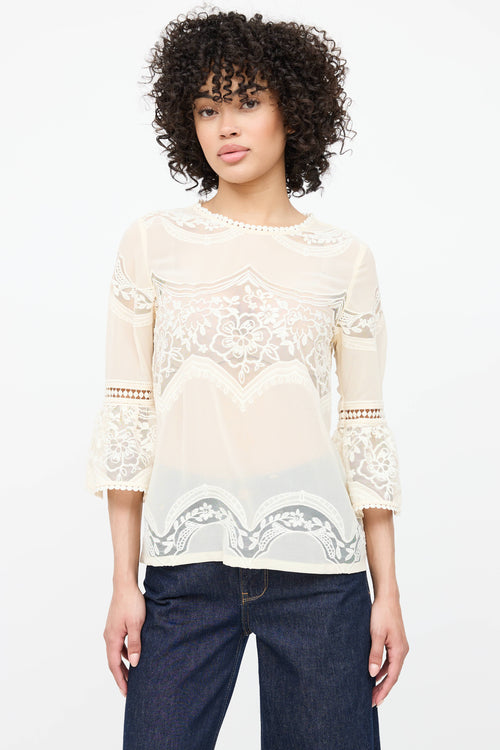 Anna Sui Mesh Lace Top