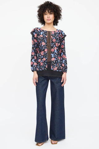 Anna Sui Lace Floral Top