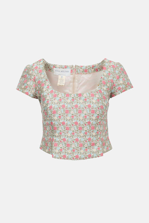Anna Molinari SS 1998 Floral Jacquard Top